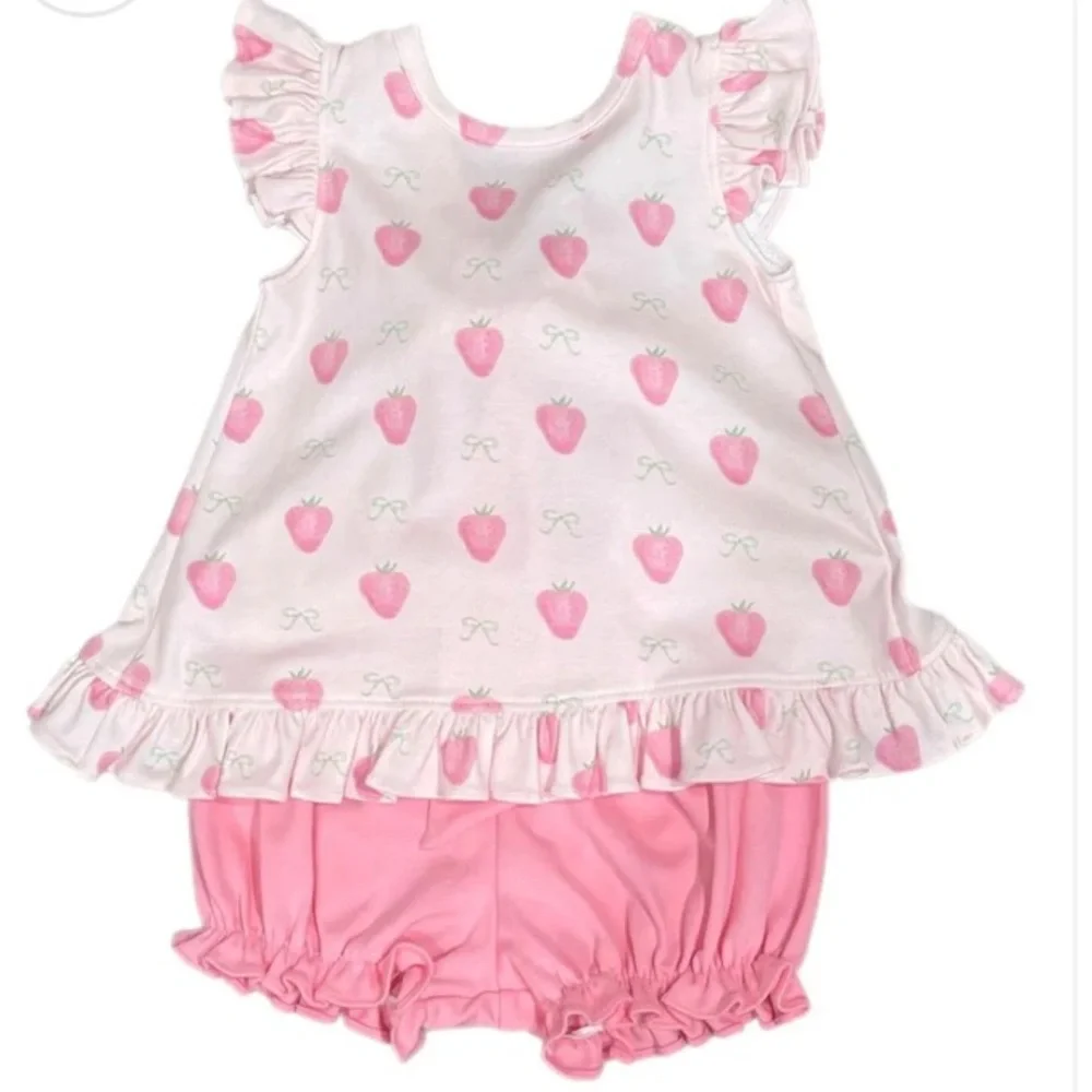 James and Lottie Swing Bloomers Ruffle Shorts Set Strawberry Girl’s 7